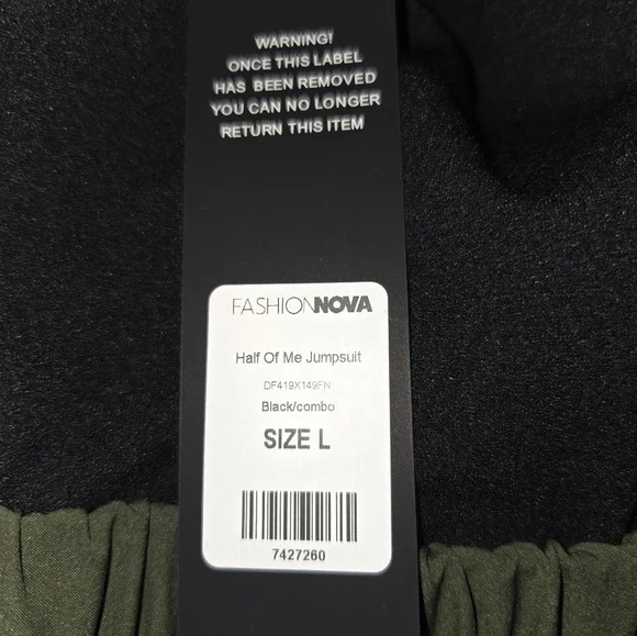 NWT!! Fashion Nova Black and Olive Jumpsuit - Picture 7 of 7